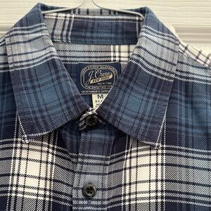 J. Crew Men's Navy and White Checkered Shirt